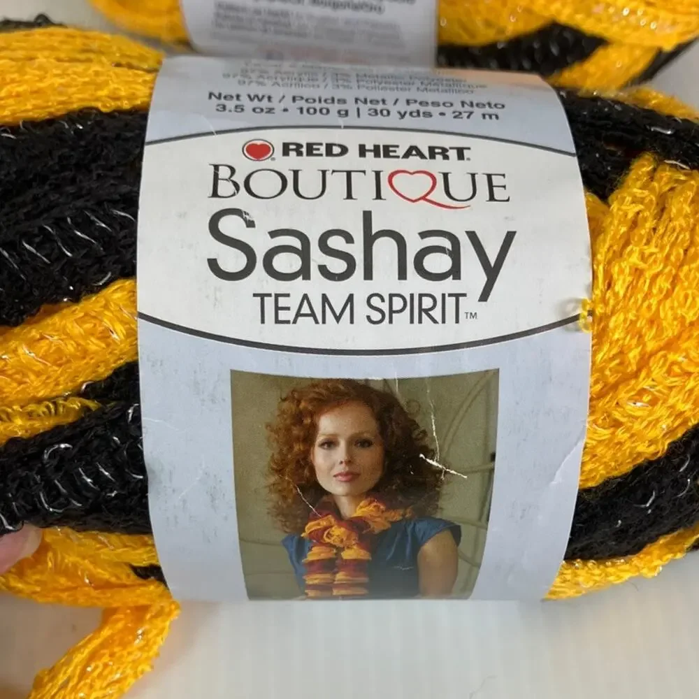 NWT Red Heart Gold Black Metallic Boutique Sashay Team Spirit Yarn